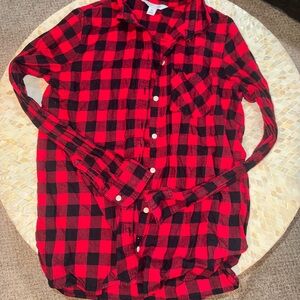Old Navy Red and Black Plaid Shirt